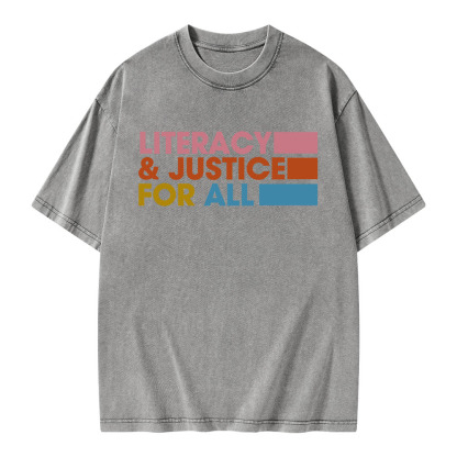 Pagewings Literacy Justice For All Unisex Washed T-shirt