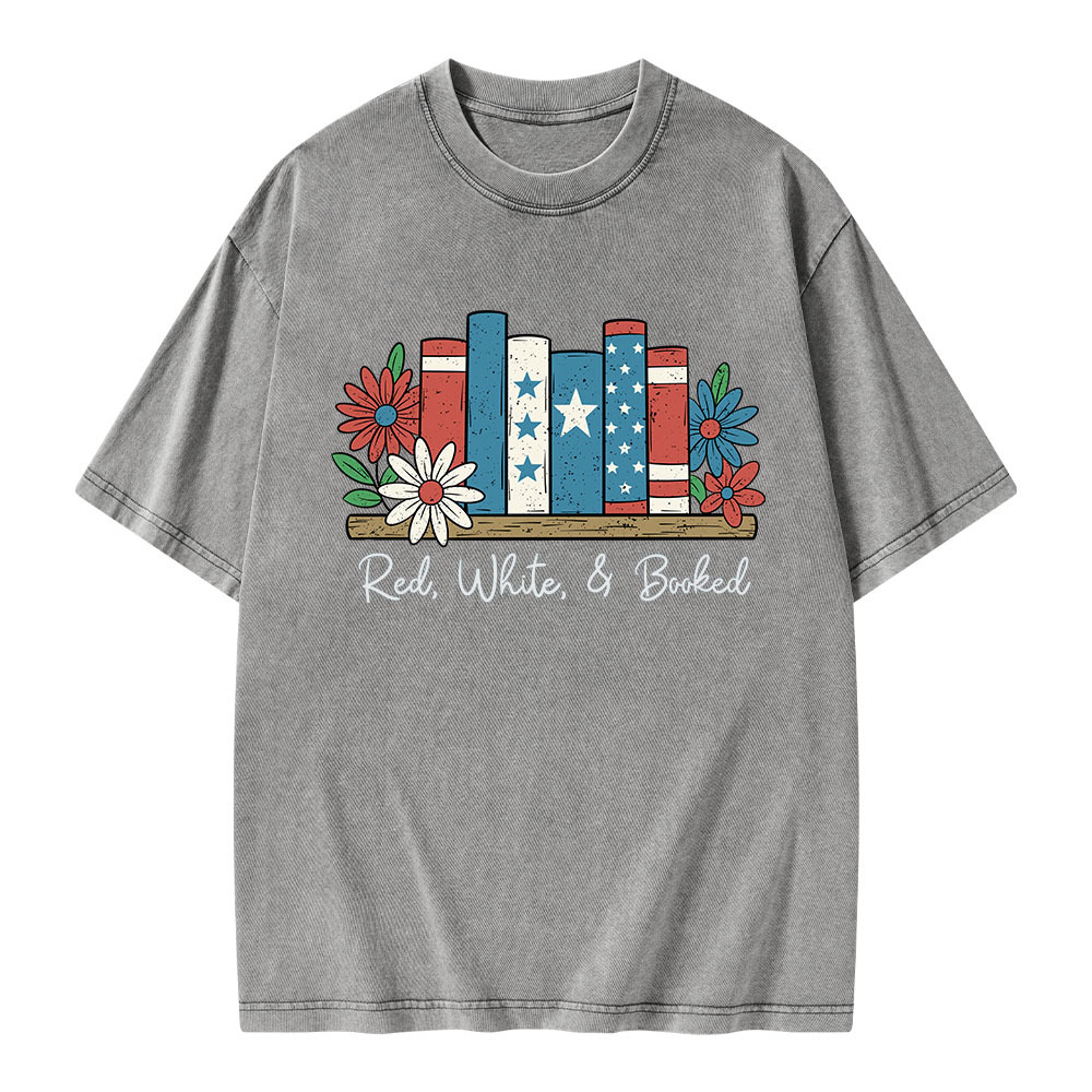Pagewings Book Lover Independence Day Unisex Washed T-shirt