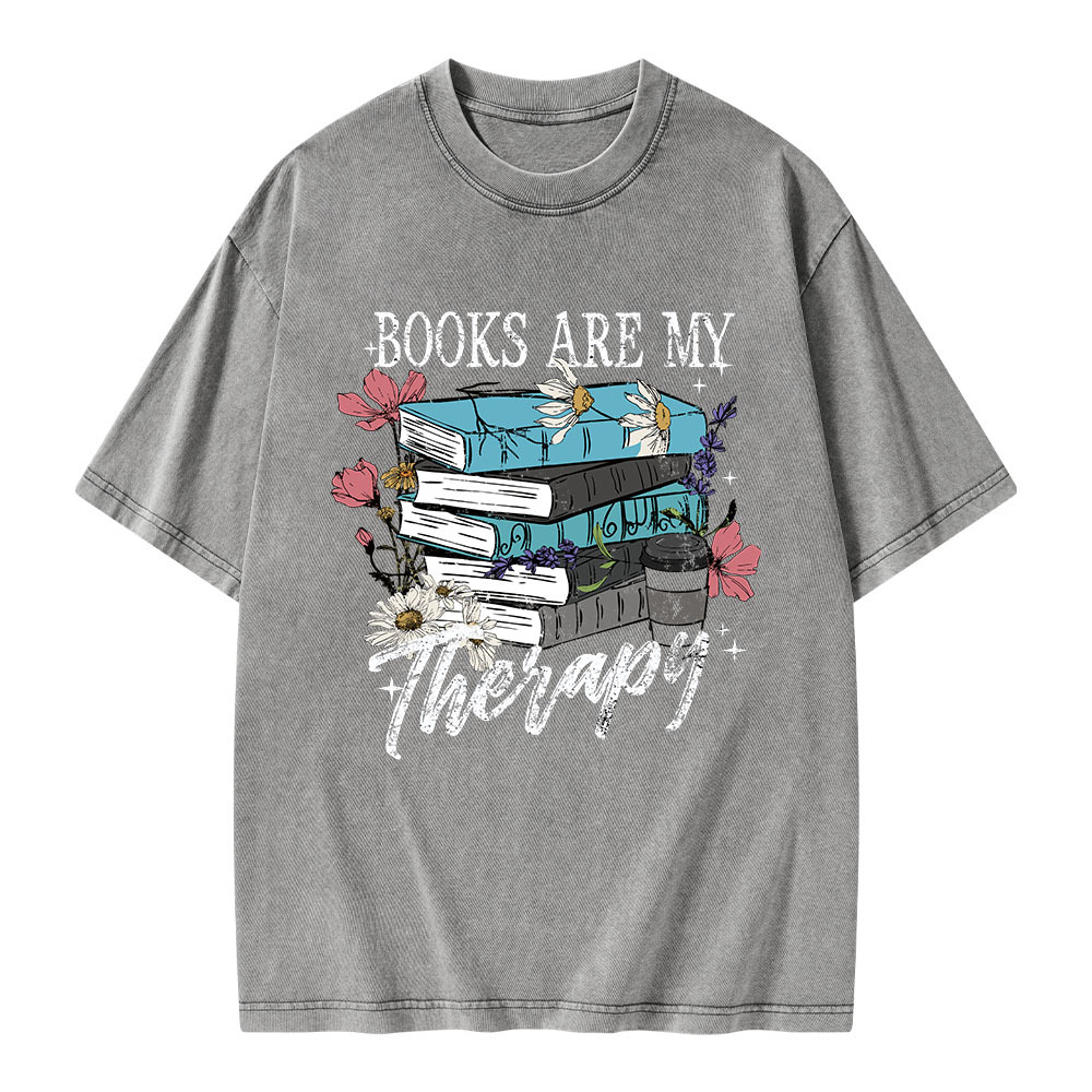 Pagewings Book Are My Therapy Unisex Washed T-shirt