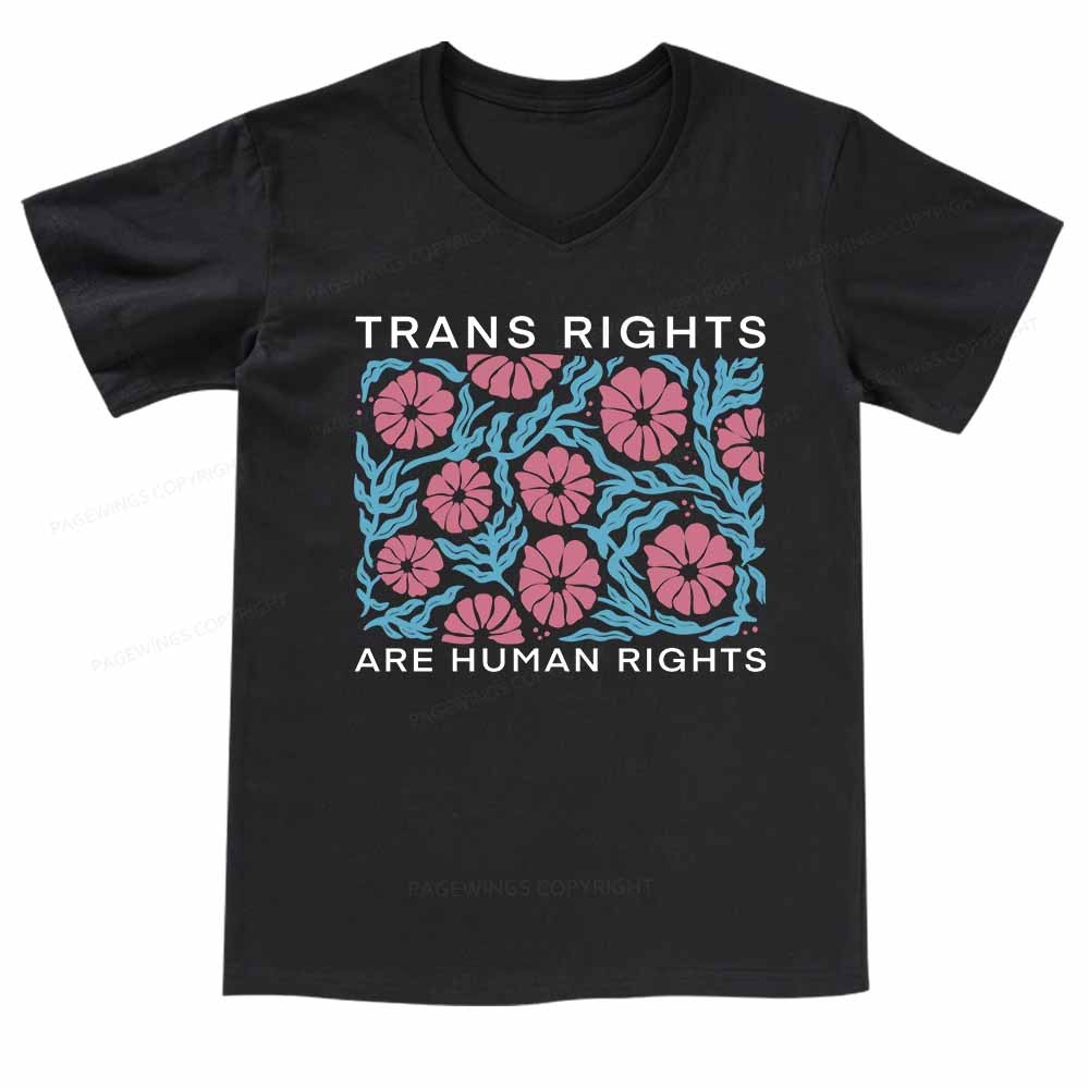Pagewings Trans Rights Are Human Rights V-neck T-shirt