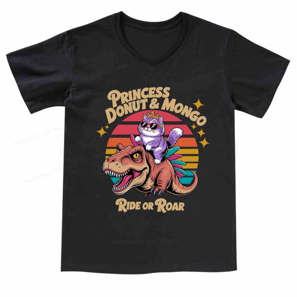 Pagewings Princess Donut & Mongo  V-neck T-shirt