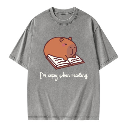 Pagewings I'm Capy When I'm Reading Unisex Washed T-shirt