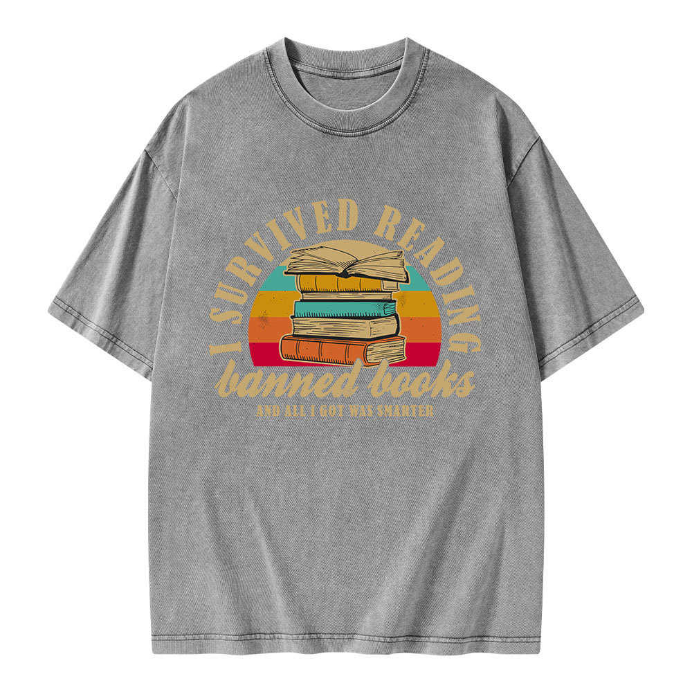 Pagewings I Survived Reading Banned Books Unisex Washed T-shirt