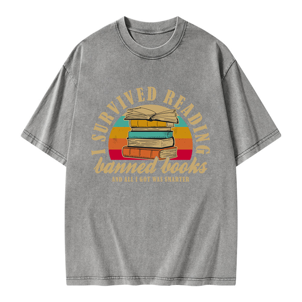 Pagewings I Survived Reading Banned Books Unisex Washed T-shirt