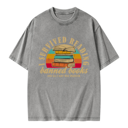 Pagewings I Survived Reading Banned Books Unisex Washed T-shirt