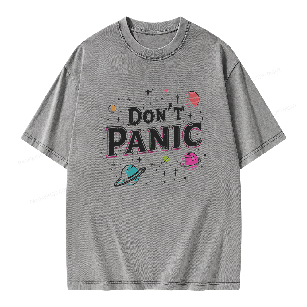 Pagewings Don't Panic Unisex Washed T-shirt