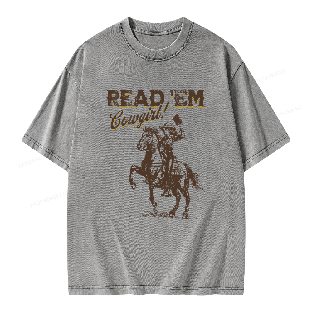 Pagewings Bookish Cowgirl Unisex Washed T-shirt