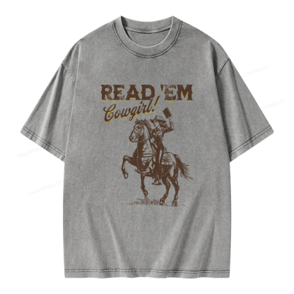 Pagewings Bookish Cowgirl Unisex Washed T-shirt