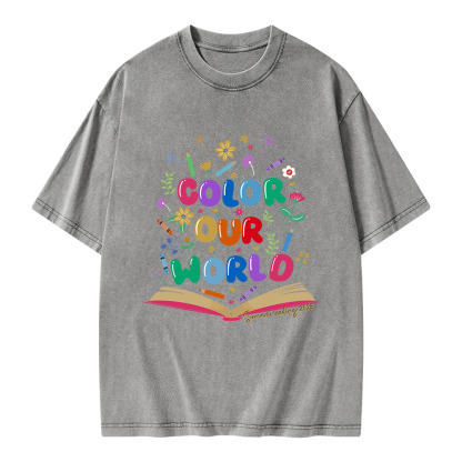 Pagewings Color Our World Summer Reading 2025 Unisex Washed T-shirt