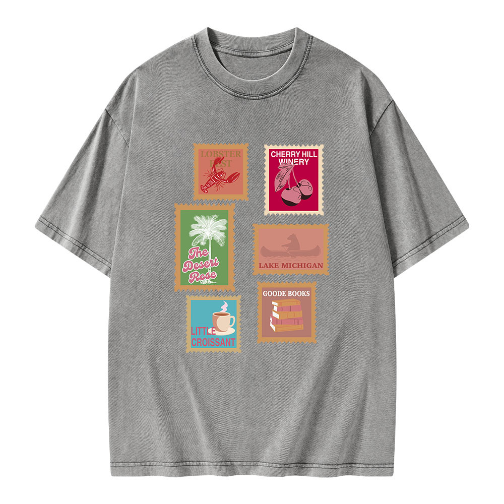 Pagewings Literary Settings Unisex Washed T-shirt