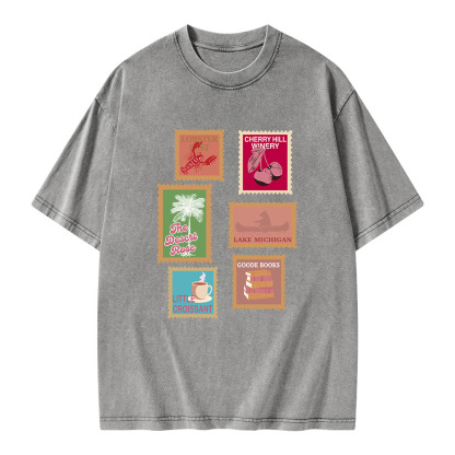 Pagewings Literary Settings Unisex Washed T-shirt