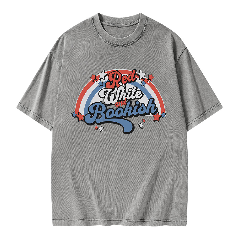 Pagewings Red White And Bookish Unisex Washed T-shirt