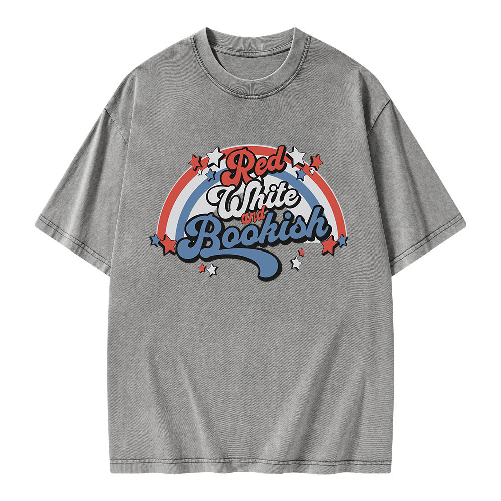 Pagewings Red White And Bookish Unisex Washed T-shirt