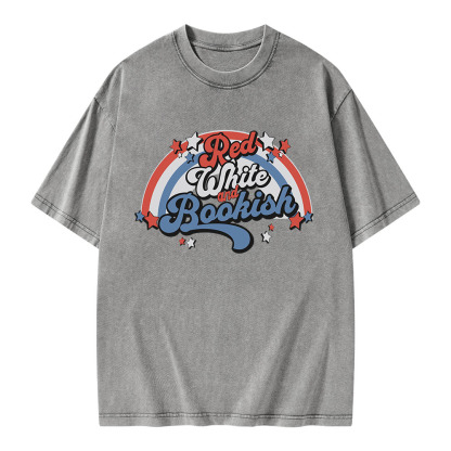 Pagewings Red White And Bookish Unisex Washed T-shirt