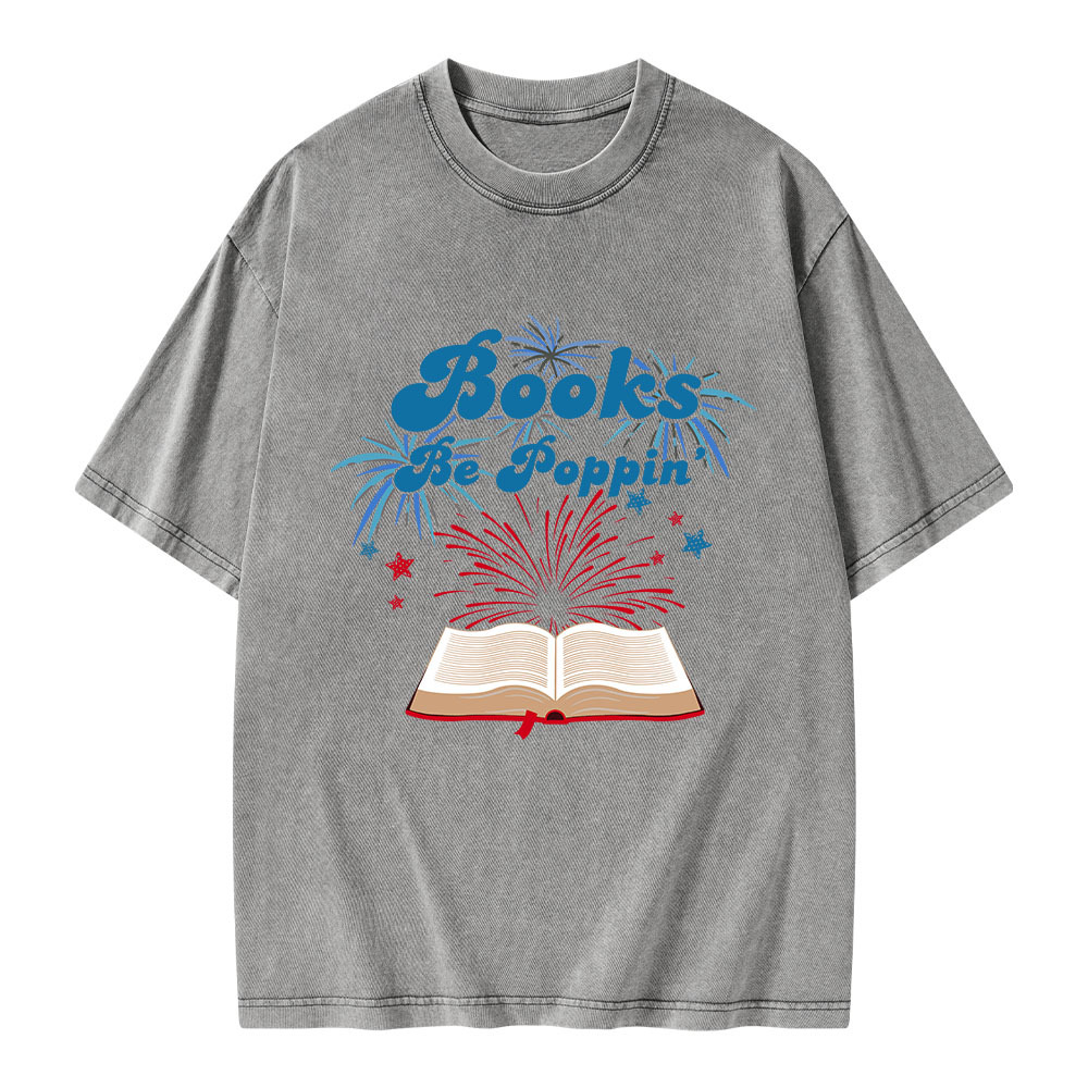 Pagewings Books Be Poppin Unisex Washed T-shirt