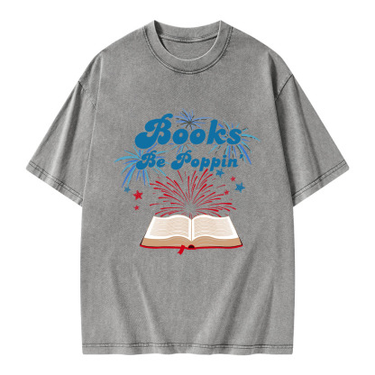 Pagewings Books Be Poppin Unisex Washed T-shirt