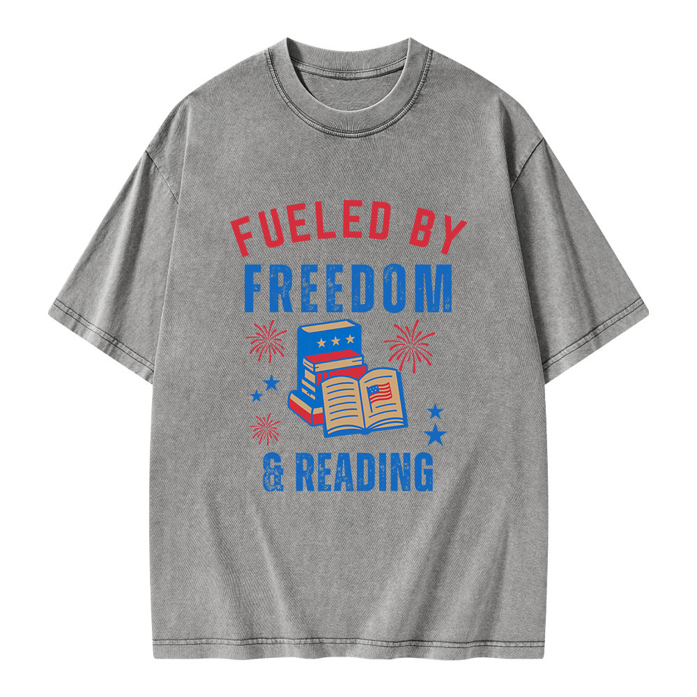 Pagewings Fueled Freedom Reading Unisex Washed T-shirt