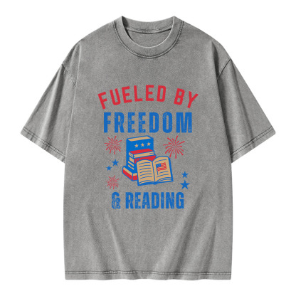 Pagewings Fueled Freedom Reading Unisex Washed T-shirt