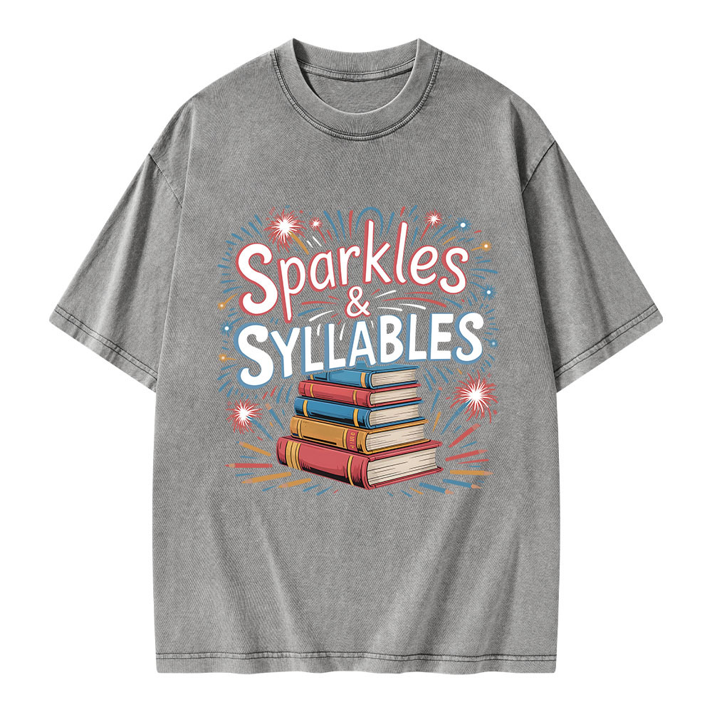 Pagewings Sparkles & Syllables Unisex Washed T-shirt