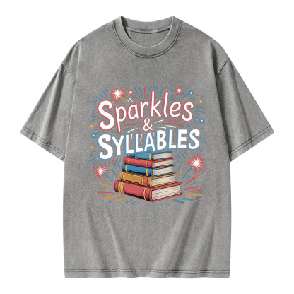 Pagewings Sparkles & Syllables Unisex Washed T-shirt
