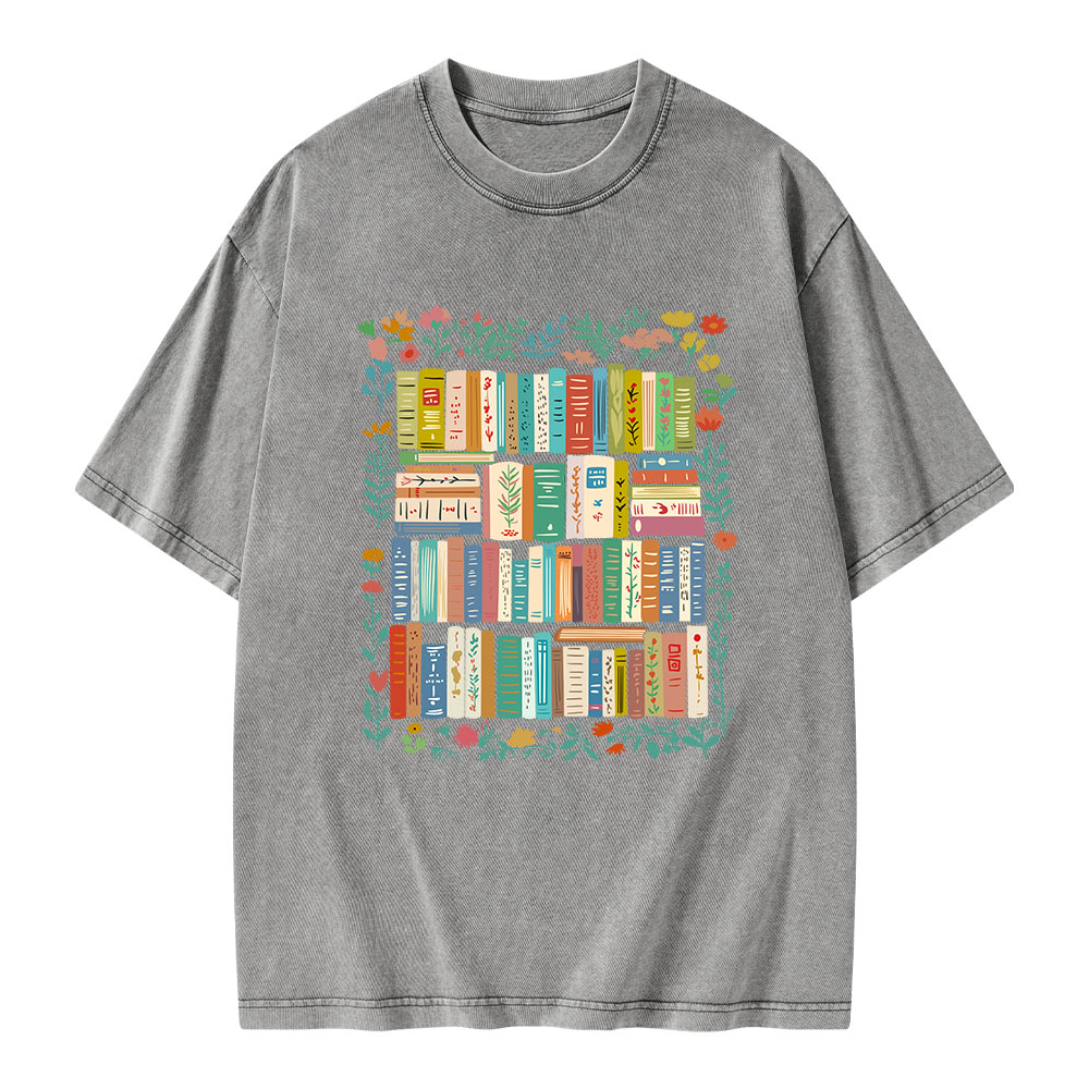 Pagewings Vintage Library Unisex Washed T-shirt