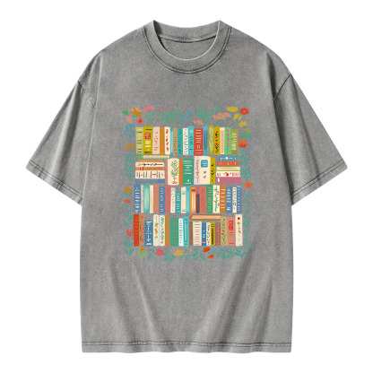 Pagewings Vintage Library Unisex Washed T-shirt