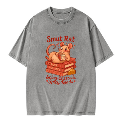 Pagewings Smut Rat Spicy Cheese Spicy Reads Unisex Washed T-shirt