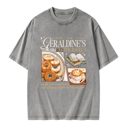Pagewings Geraldines Buttery Bagels Unisex Washed T-shirt