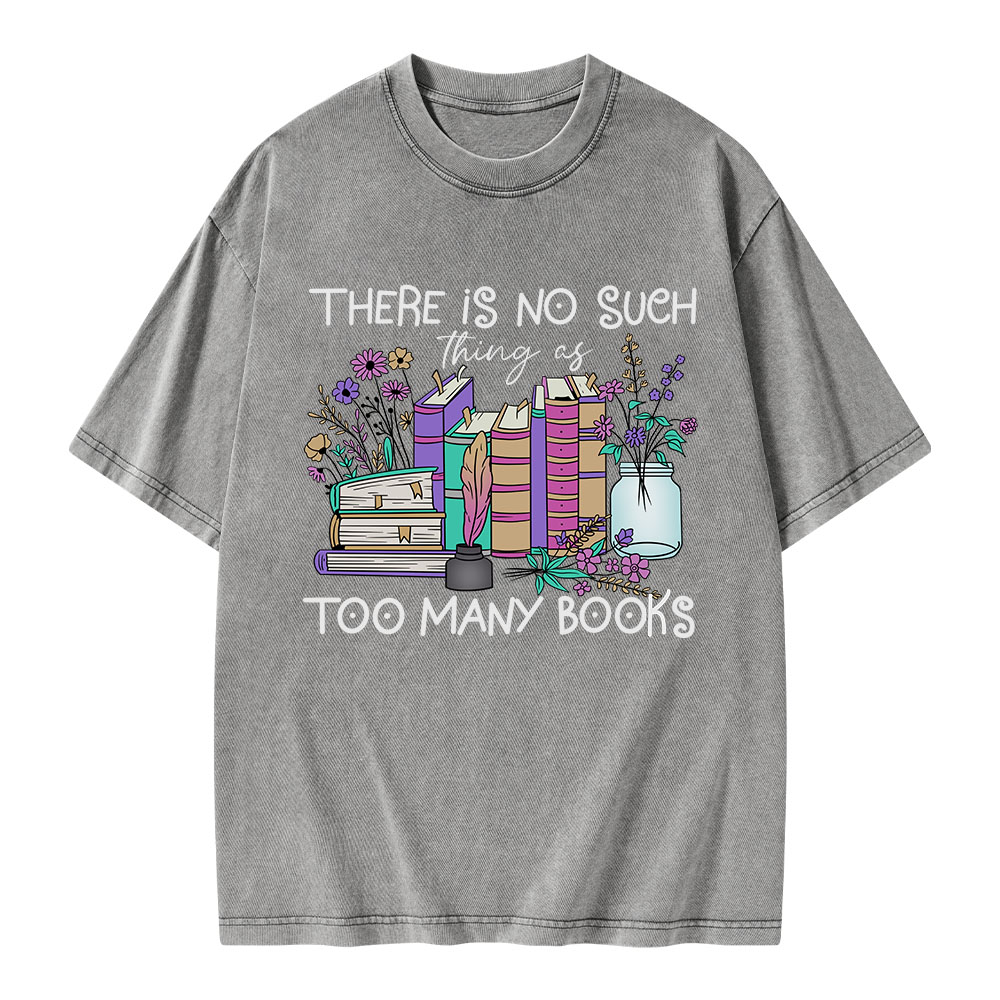 Pagewings No Such Thing as Too Many Books Unisex Washed T-shirt
