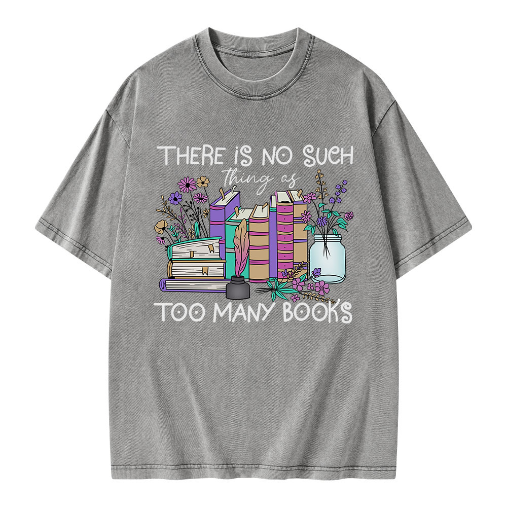 Pagewings No Such Thing as Too Many Books Unisex Washed T-shirt