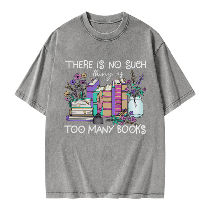 Pagewings No Such Thing as Too Many Books Unisex Washed T-shirt