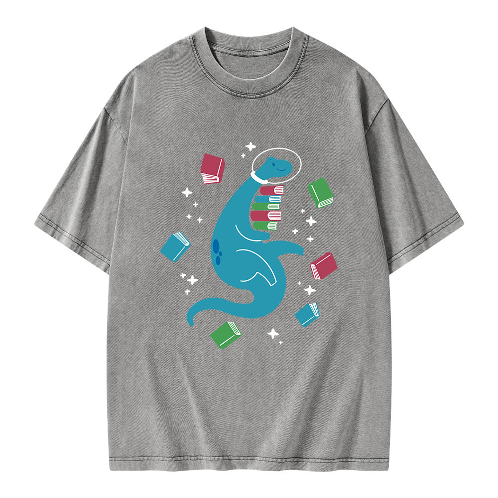 Pagewings Space Bookasaurus Unisex Washed T-shirt