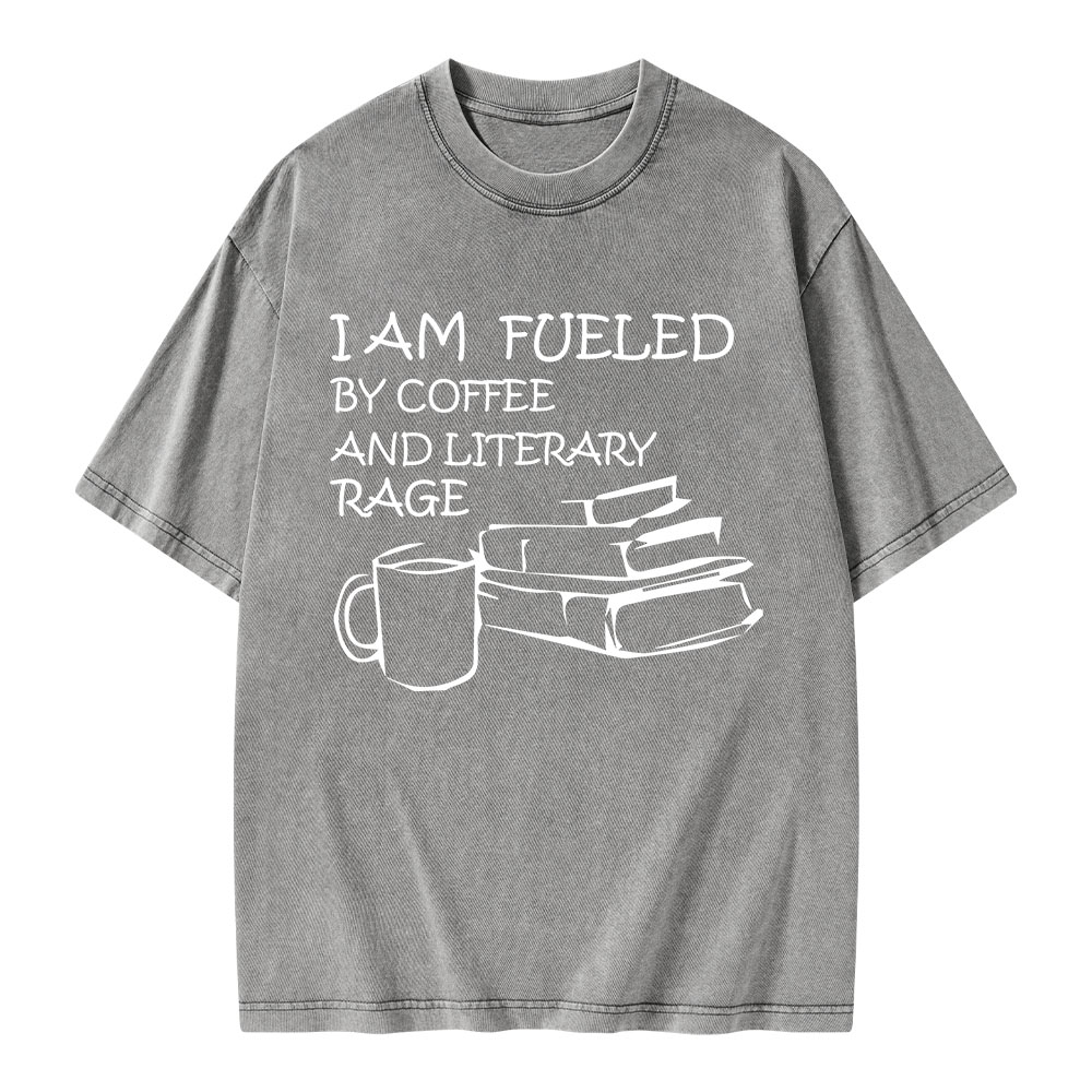 Pagewings I Am Fueled By Coffee And Literary Rage Unisex Washed T-shirt