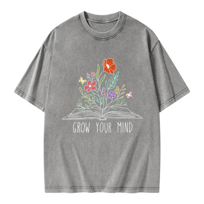 Pagewings Grow Your Mind Unisex Washed T-shirt