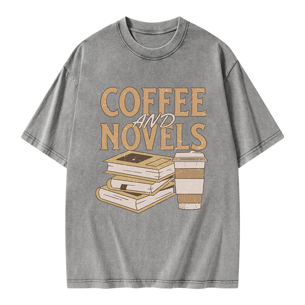 Pagewings Coffee And Novel Unisex Washed T-shirt