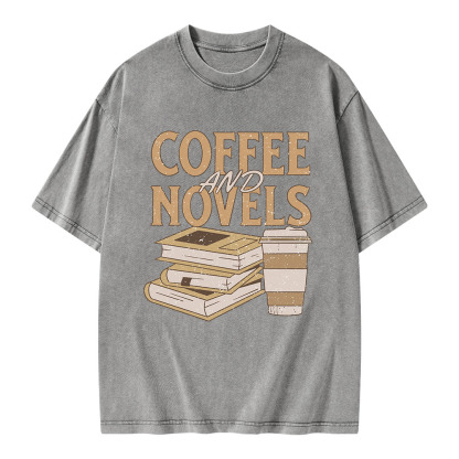 Pagewings Coffee And Novel Unisex Washed T-shirt