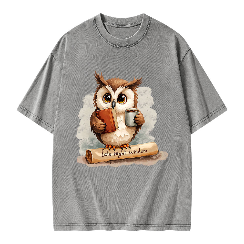 Pagewings Late Night Wisdom Unisex Washed T-shirt