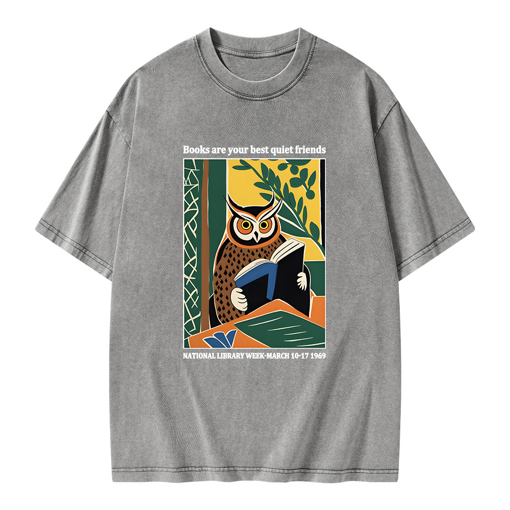 Pagewings Books Are Your Best Quiet Friends Unisex Washed T-shirt