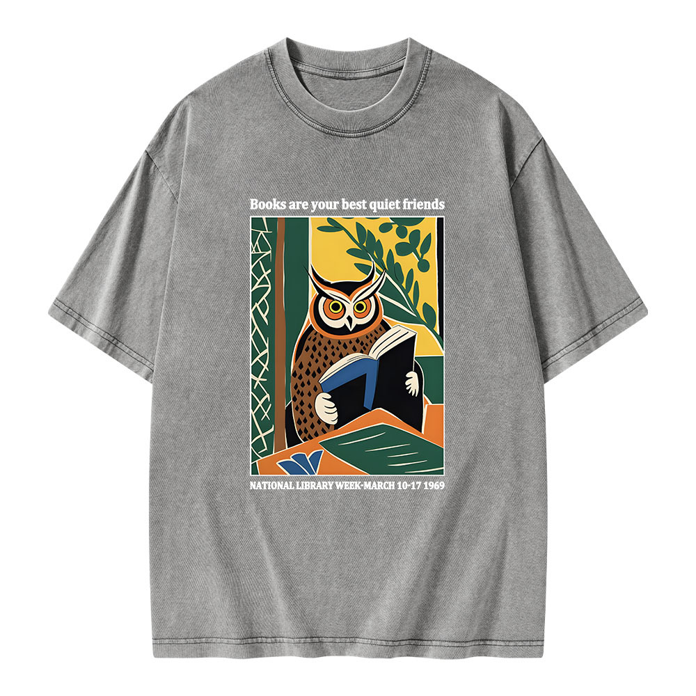 Pagewings Books Are Your Best Quiet Friends Unisex Washed T-shirt