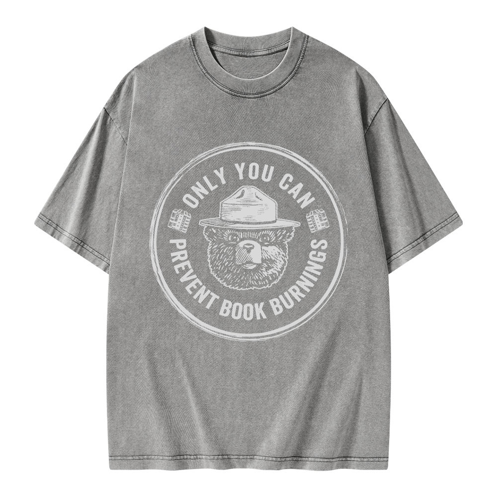 Pagewings Only You Can Prevent Book Burnings Unisex Washed T-shirt