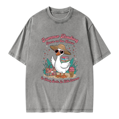 Pagewings Summer Reading Goose On The Loose Unisex Washed T-shirt