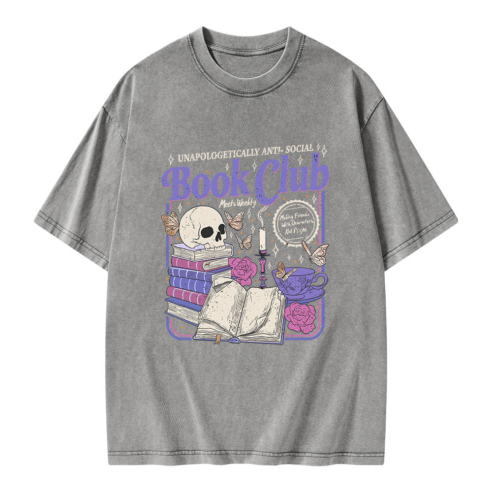 Pagewings Anti Social Book Club Unisex Washed T-shirt