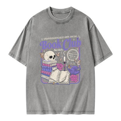 Pagewings Anti Social Book Club Unisex Washed T-shirt