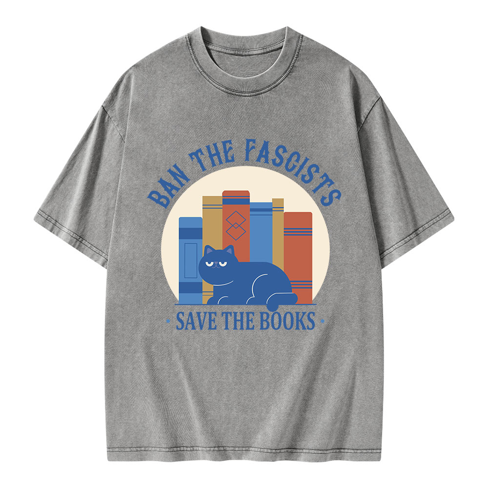 Pagewings Ban The Fascists Save The Books Unisex Washed T-shirt