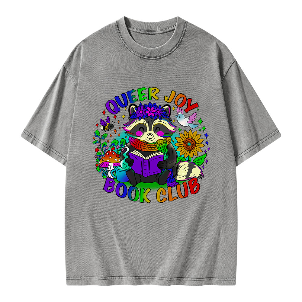 Pagewings Queer Joy Book Club Unisex Washed T-shirt