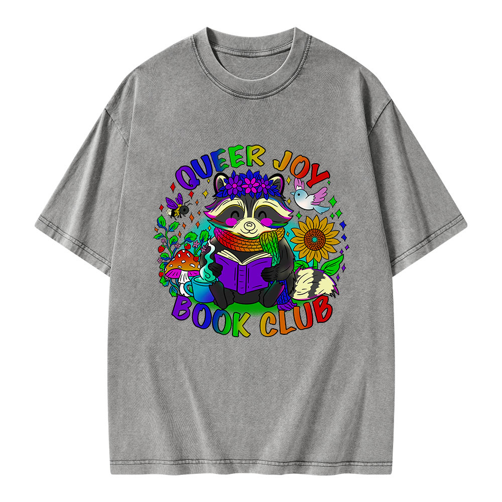 Pagewings Queer Joy Book Club Unisex Washed T-shirt