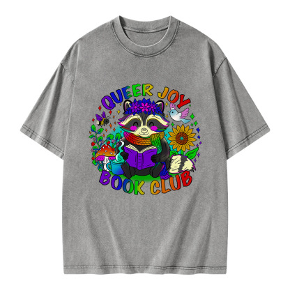 Pagewings Queer Joy Book Club Unisex Washed T-shirt