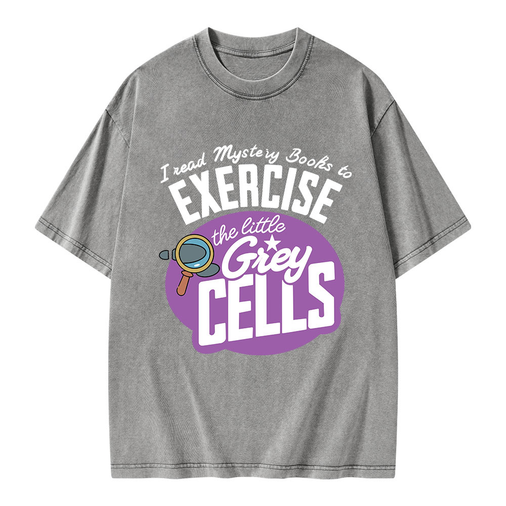 Pagewings I Read Mystery Books to Exercise The Little Grey Cells Unisex Washed T-shirt
