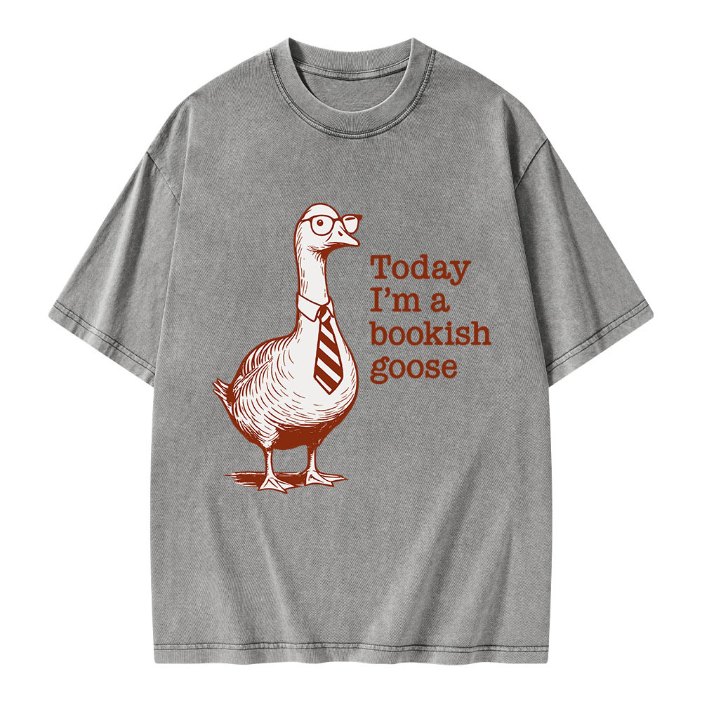 Pagewings Today I'm A Bookish Goose Unisex Washed T-shirt