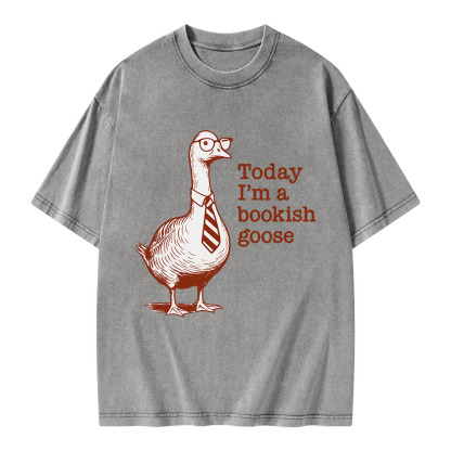 Pagewings Today I'm A Bookish Goose Unisex Washed T-shirt